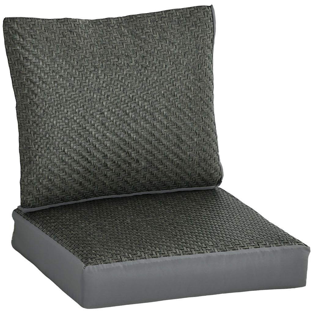 DodiOnline 2-Piece Back and Seat Cushion Pillows Replacement, Fabric and PE Rattan Patio Chair Cushions Set, Grey