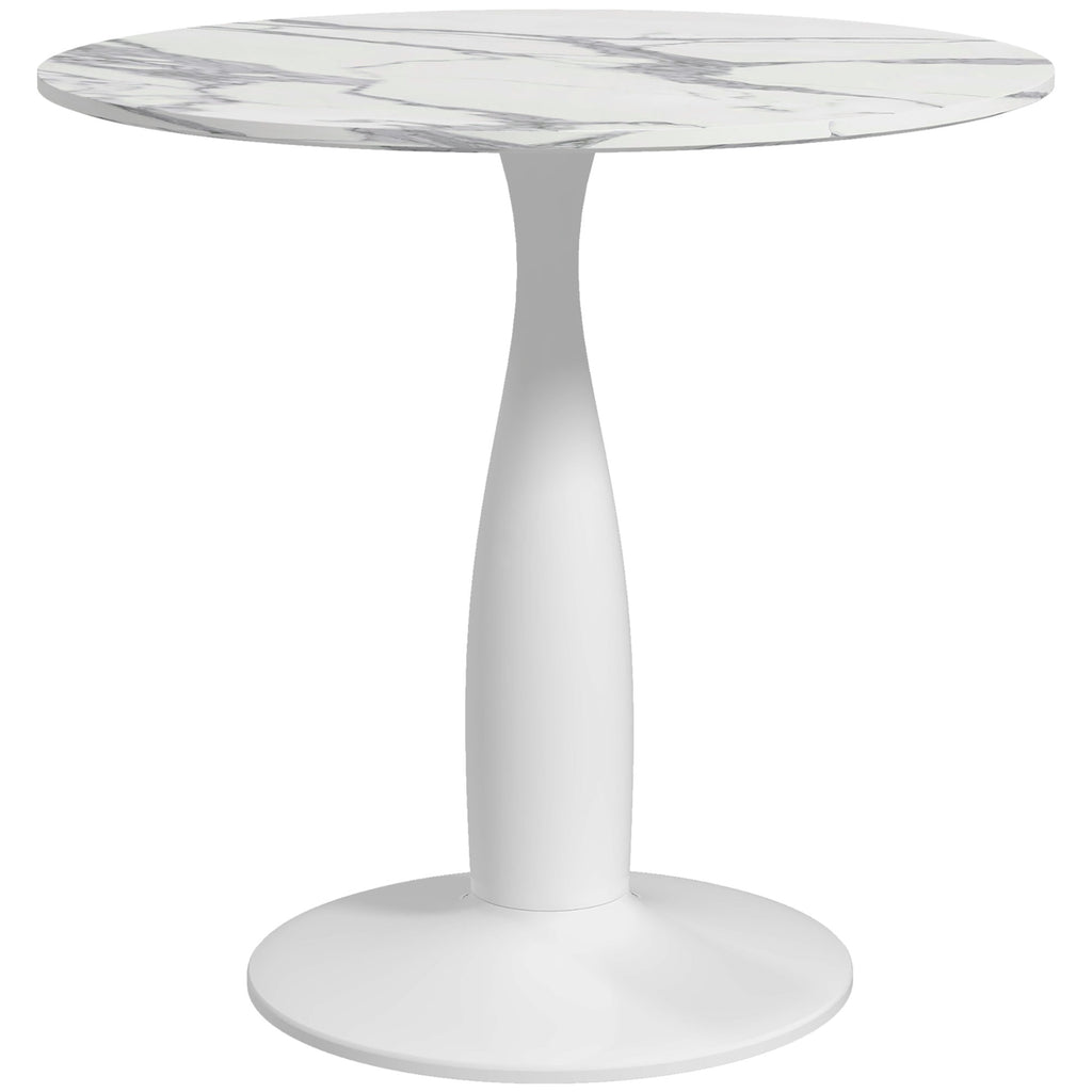 DodiOnline Round Dining Table, Modern Dining Room Table with Steel Base, Non-slip Foot Pad, Space Saving Small Dining Table