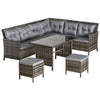 DodiOnline 8-Seater Patio wicker Sofa Set Rattan Chair Furniture w/ Glass & Cushioned