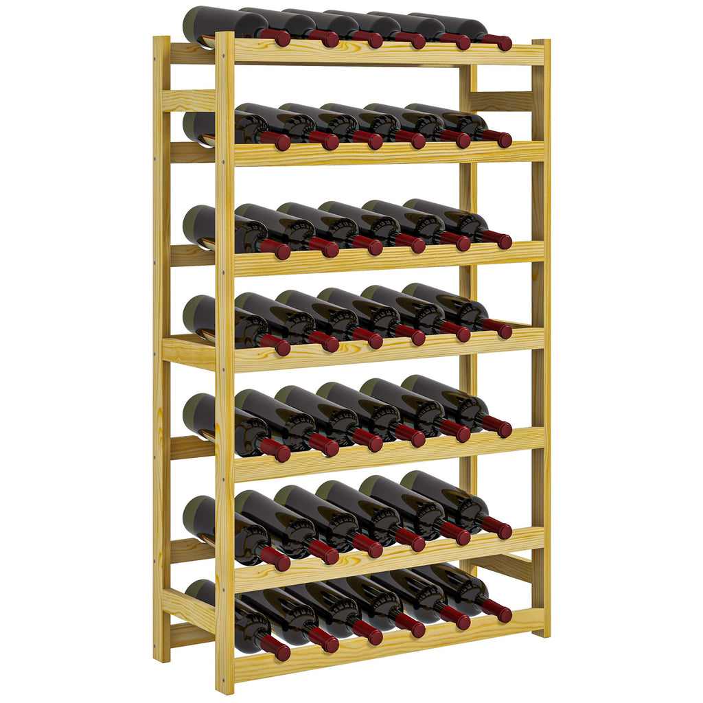 DodiOnline 42-Bottle Wooden Wine Rack - Natural Finish