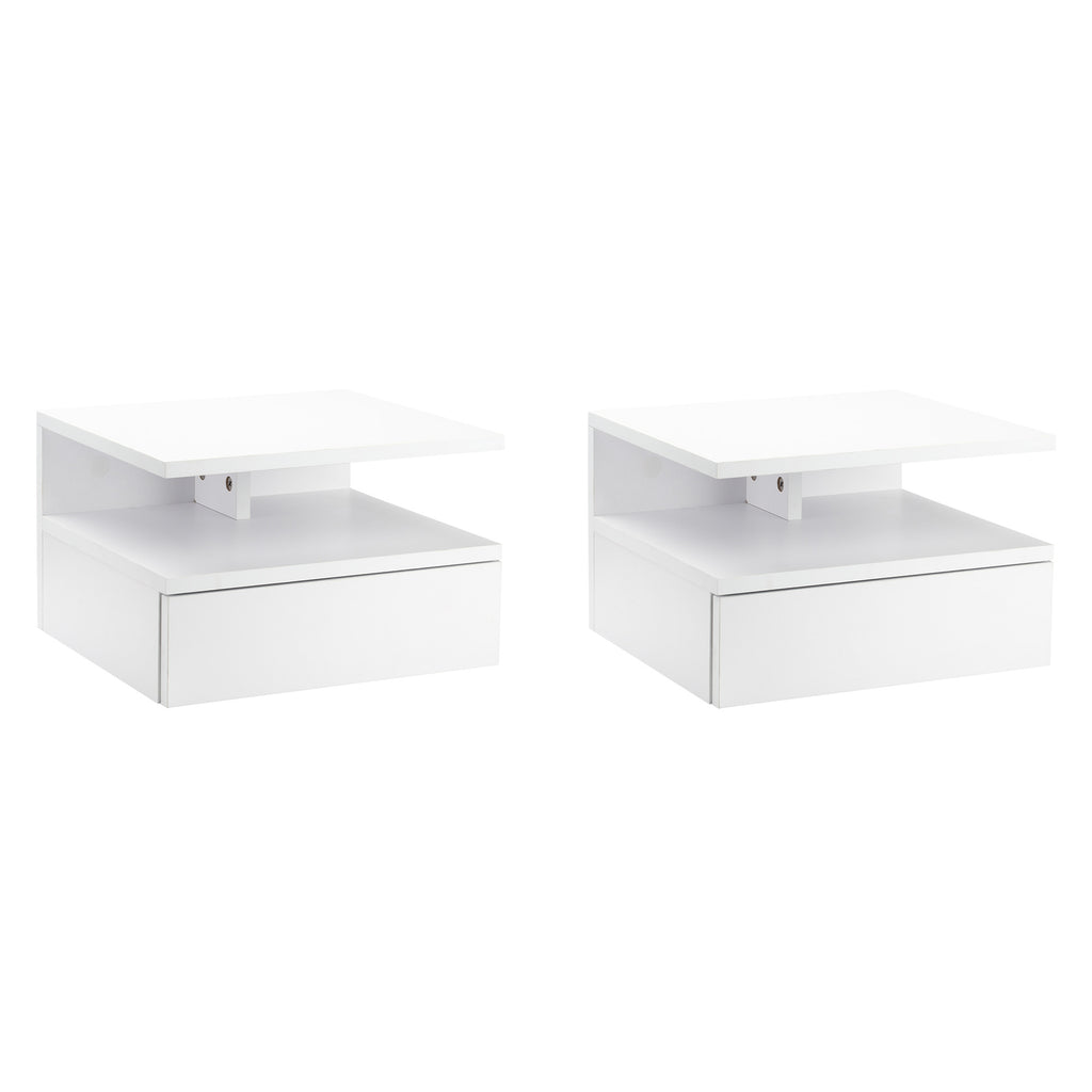 DodiOnline Set of Two Floating Bedside Tables - White