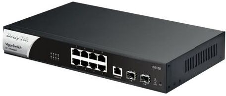 VigorSwitch G2100 8+2 Port Switch, 8 Gigabit RJ-45 Ports + 2 SFP Ports. Layer 2 Managed