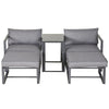 DodiOnline 5 Piece Garden Aluminium Conversation Sofa Set Patio Furniture Set Outdoor 2 Sofas 2 Footstools End Table with Cushions