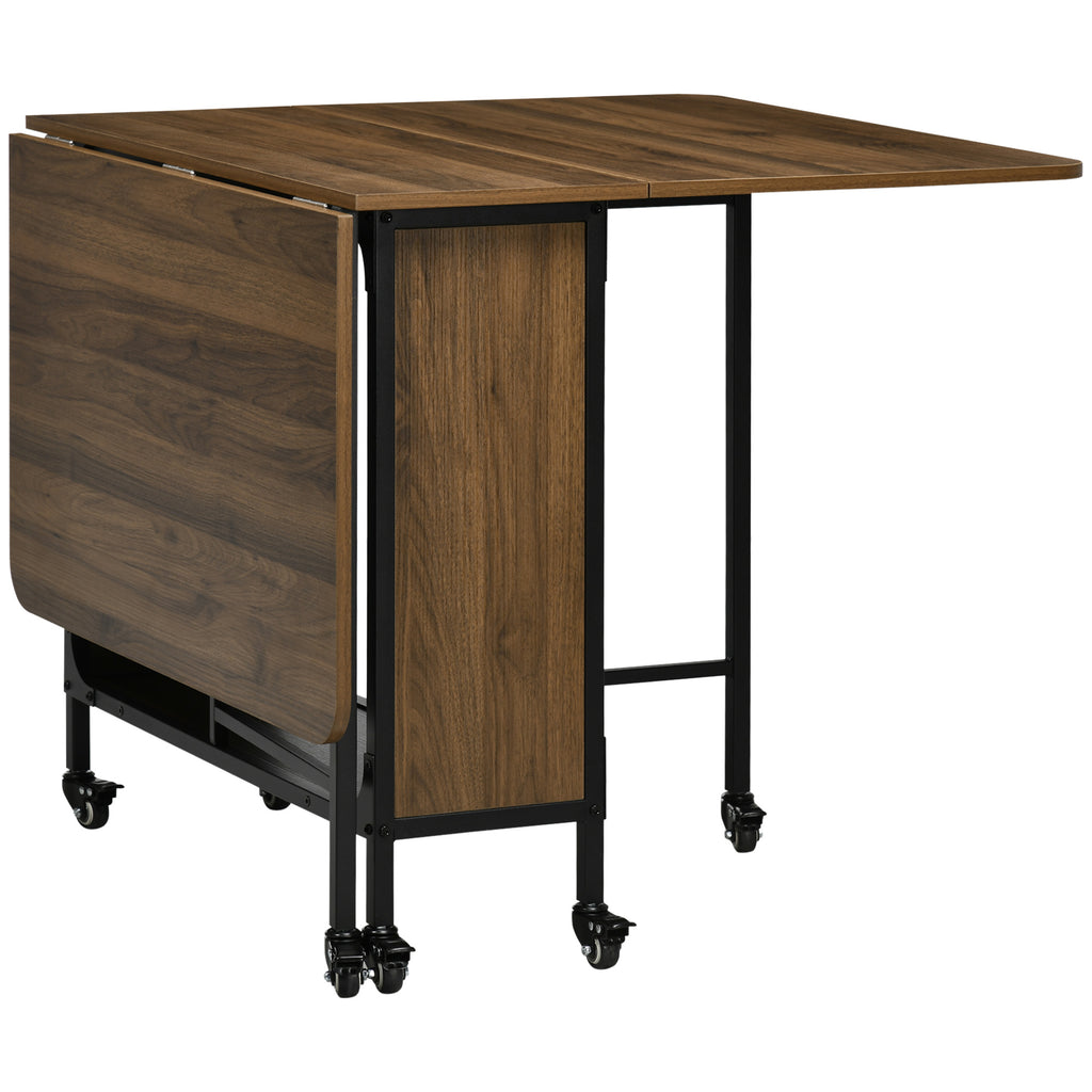 DodiOnline Six-Person Drop Leaf Dining Table - Brown/Black