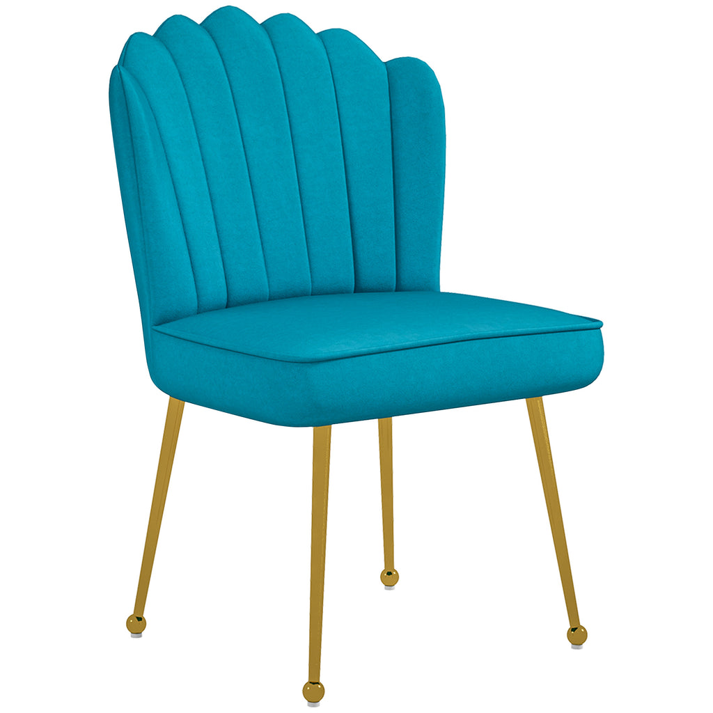 DodiOnline Velvet-Feel Shell Accent Chair - Blue