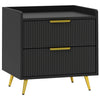 DodiOnline Elegant Two-Drawer Bedside Table - Black