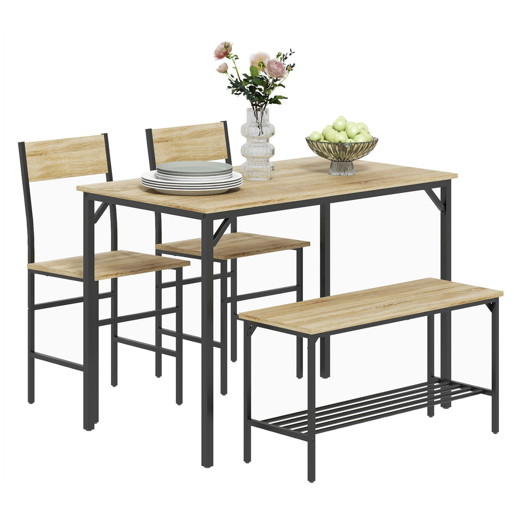 DodiOnline Four-Piece Dining Set, With Table, Chairs and Bench