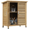 DodiOnline Garden Shed Wooden Garden Storage Shed 2 Door Unit Solid Fir Wood Garage Tool Organisation Cabinet, 87L x 46.5W x 96.5Hcm, Natural