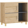 DodiOnline Bathroom Cabinet, Freestanding Bathroom Cabinet with Open Compartments and Double Doors