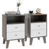 DodiOnline Industrial-Scandinavian Mix Bedside Table, with Drawers and Shelf