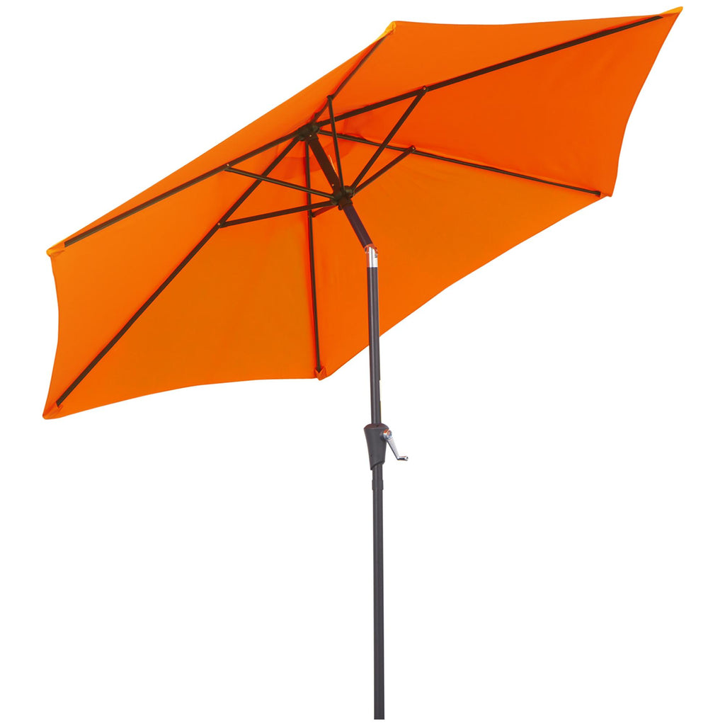 DodiOnline 2.7M Garden Parasol Umbrella with Tilt and Crank, Outdoor Sun Parasol Sunshade Shelter with Aluminium Frame, Orange