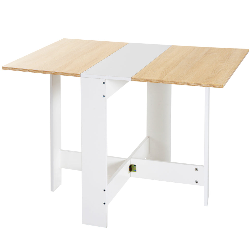 DodiOnline Wooden Folding Dining Table Writing Computer Desk PC Workstation Space Saving Home Office Oak & White