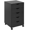 DodiOnline 5 Drawer Mobile Filing Cabinet, Vertical File Cabinet, Modern Rolling Office Storage Organizer Cupboard, Black