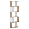 DodiOnline 5-tier Bookcase Storage Display Shelving S Shape design Unit Divider Natural