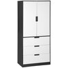 DodiOnline 2 Door Wardrobe, Modern Wardrobe with 3 Drawers and Hanging Rod for Bedroom, Black