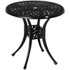 DodiOnline 78 cm Round Garden Dining Table with Parasol Hole Antique Cast Aluminium Outdoor Table Only, Black