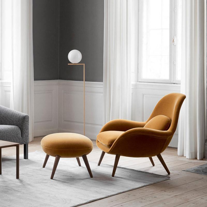 Fredericia Swoon Armchair And Footstool, Velvet | DodiTec WC1