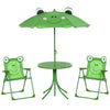 DodiOnline Kids Outdoor Table and Chairs Outdoor Furniture Frog Pattern with Removable & Height Adjustable Sun Umbrella, Green