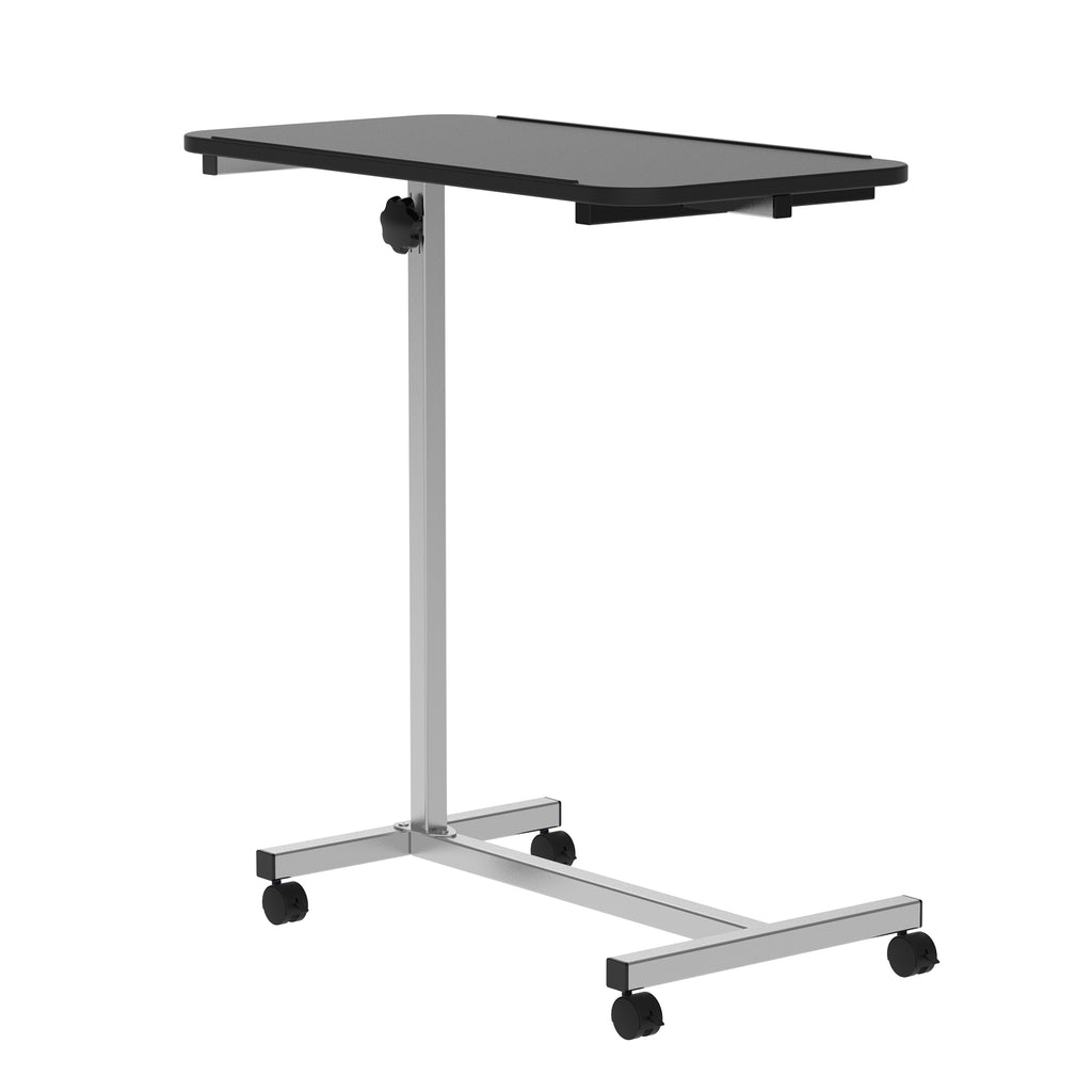 DodiOnline Height Adjustable Overbed Table with Wheels, C Shaped Laptop Desk, Portable Rolling Bedside Table for Living Room, Bedroom, Black