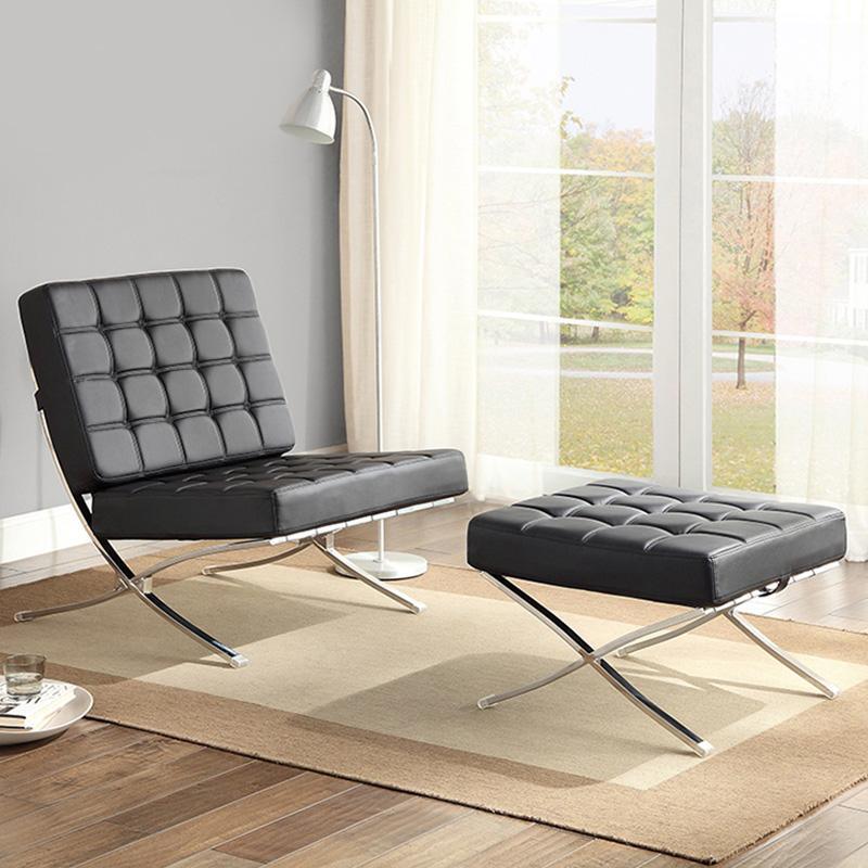 Barcelona Chair And Ottoman, Brown Leather | DodiTec WC1