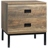 DodiOnline Retro Bedside Table, End Side Table with 2 Drawers, Metal Frame for Bedroom, Living Room, Coffee