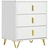 DodiOnline Elegant Chest of Three Drawers - White/Gold-Tone