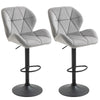 DodiOnline Adjustable Bar Stools Set of 2, Armless Upholstered Swivel Counter Chairs, Barstools with Back, Footrest, Light Grey