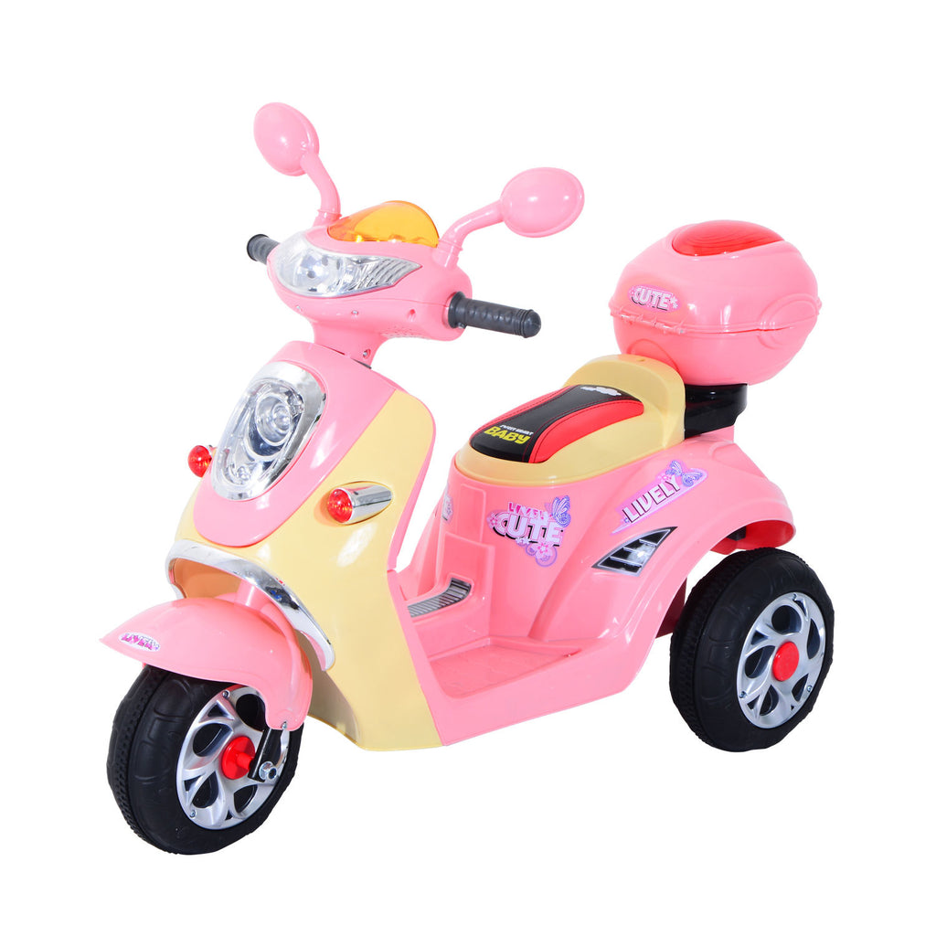 DodiOnline Kids Electric Ride On Toy Car 6V Electric Motorbike with Chargeable Battery Headlight and Music for 3-5 Years - Pink