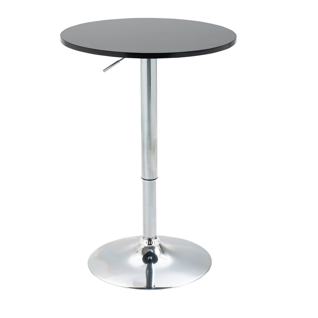 DodiOnline Round Height Adjustable Bar Table Counter Pub Desk with Metal Base for Home Bar, Dining Room, Kitchen, Black