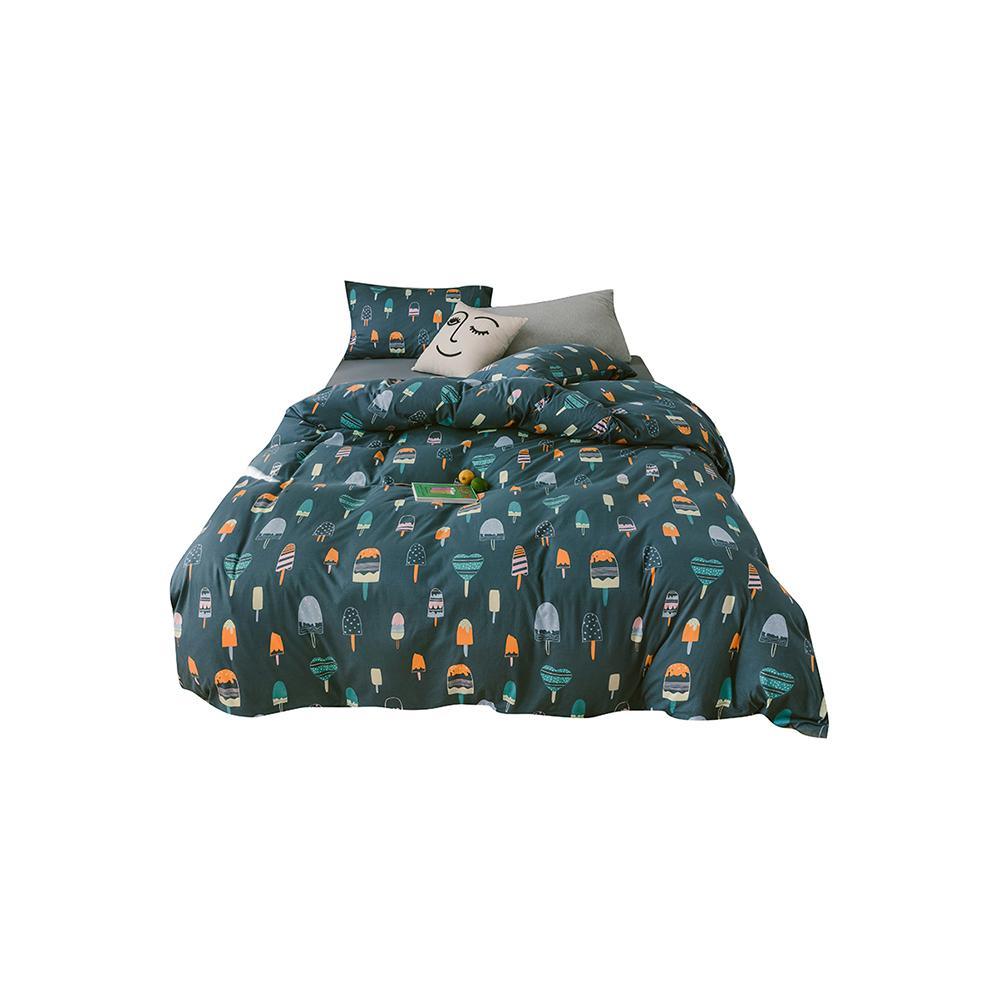 CA414 Cotton Duvet Cover + Bed Sheet + 2 Pillowcases, King, More Patterns Available | DodiTec WC1