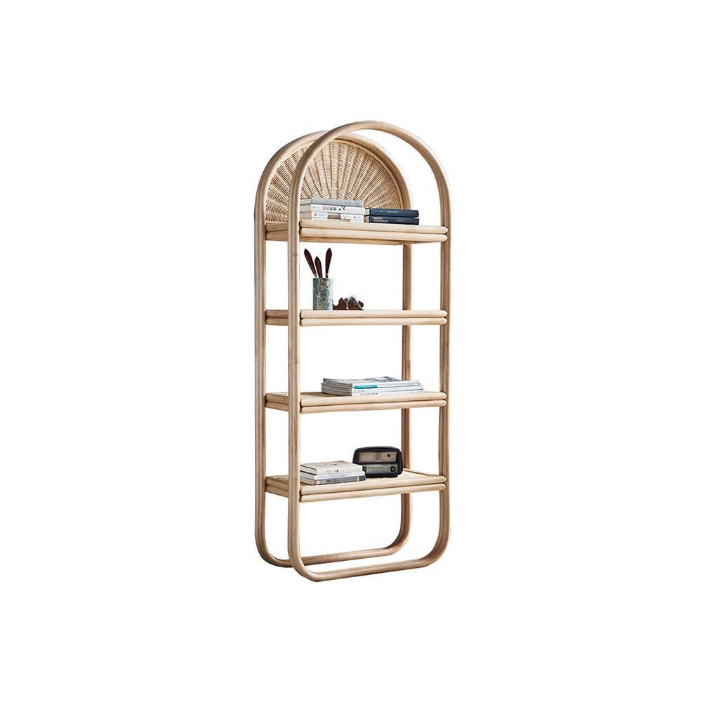 Cane Rattan Bookcase, Shelving Unit, Oak | DodiTec WC1