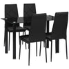 DodiOnline Modern Dining Table Set for 4, Space-Saving 5 Pieces Kitchen Table Set with Rectangle Table and Steel Frame, Black