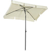 DodiOnline Garden Parasol Umbrella, Outdoor Market Table Umbrella with Ruffles & Aluminium Pole, Rectangular Tilting Parasol Sun Shade Canopy, 2 x 1.3m, Cream White