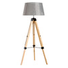 DodiOnline Tripod Floor Lamp Wooden Adjustable Modern Illumination Design E27 Bulb Compatible (Grey Shade) 99-143H