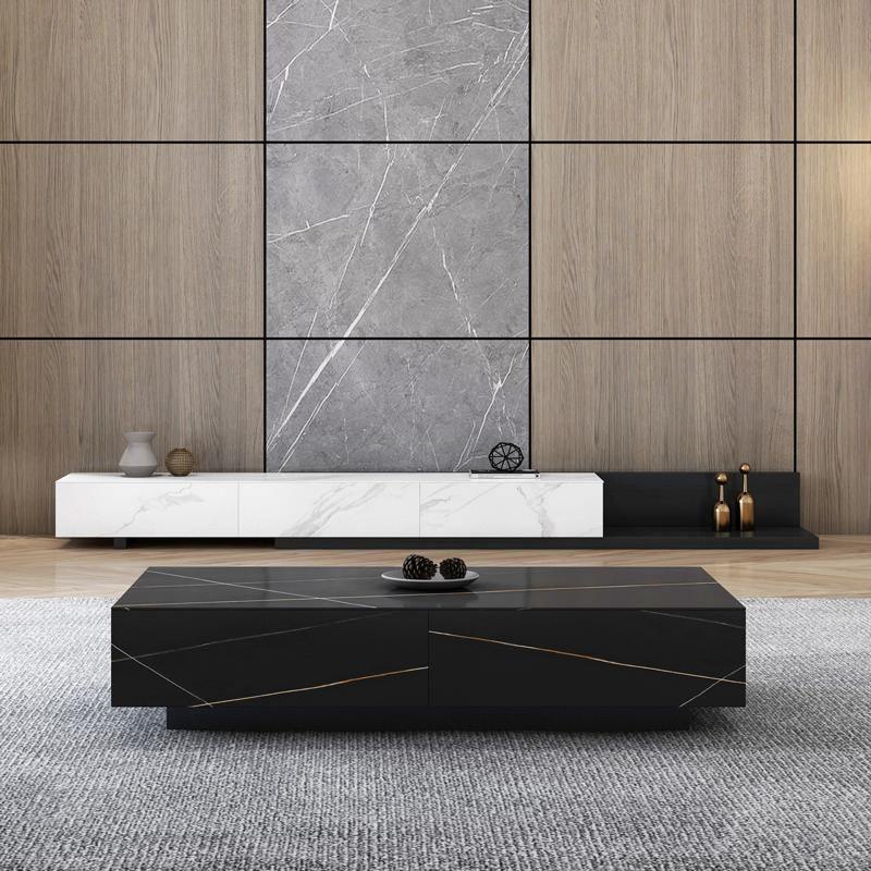 Dionne Coffee Table, Sintered Stone, White Marble Effect | DodiTec WC1