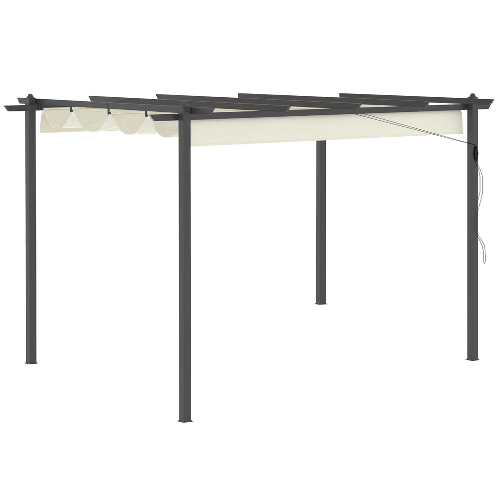 DodiOnline 4 x 3(m) Aluminium Pergola with Retractable Roof, Garden Gazebo Canopy Shelter for Outdoor, Patio, Cream White