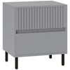 DodiOnline Simple Line Indented Two-Drawer Bedside Table - Grey