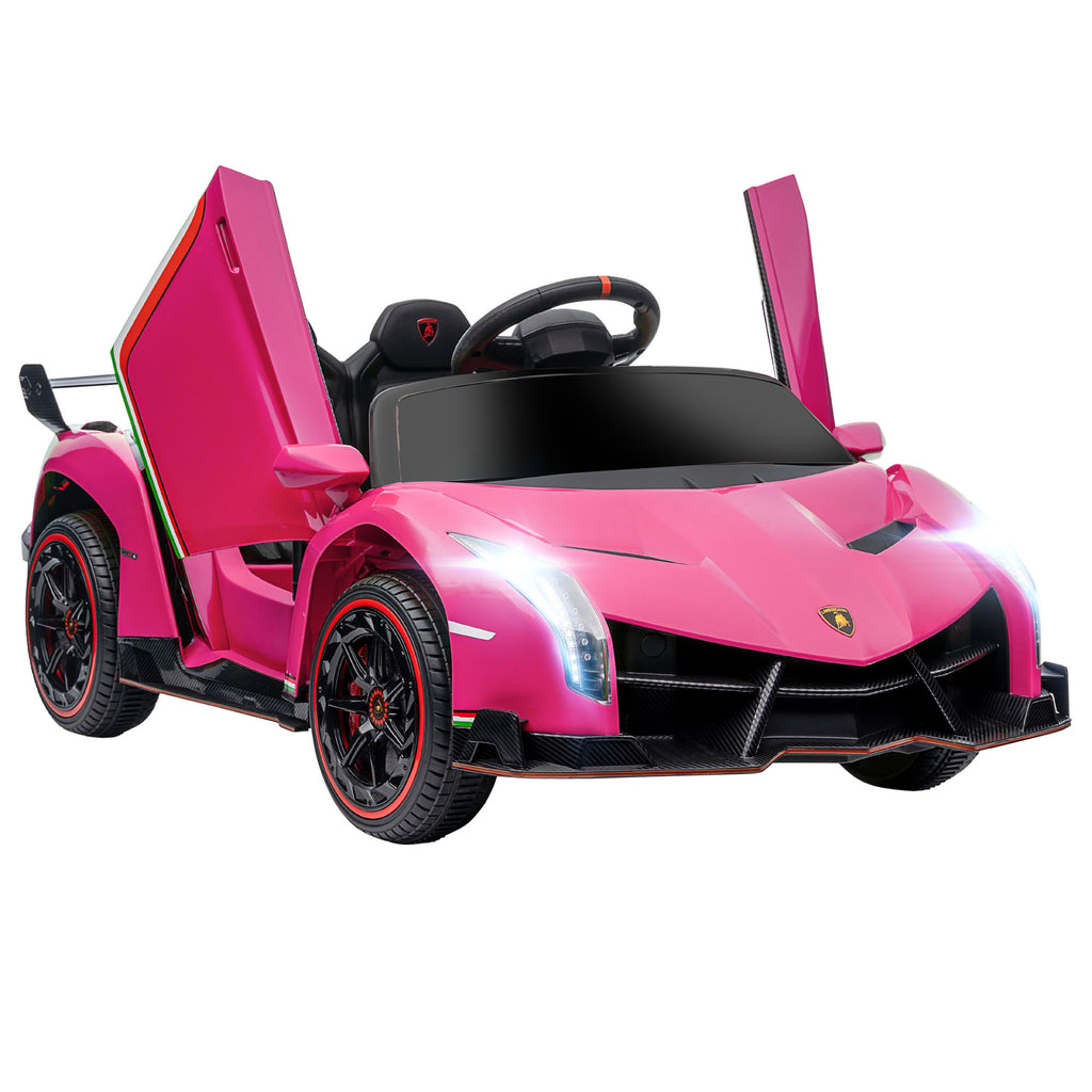 DodiOnline Lamborghini Veneno Licensed Electric Ride-On Car, with Remote, Music, Horn - Pink