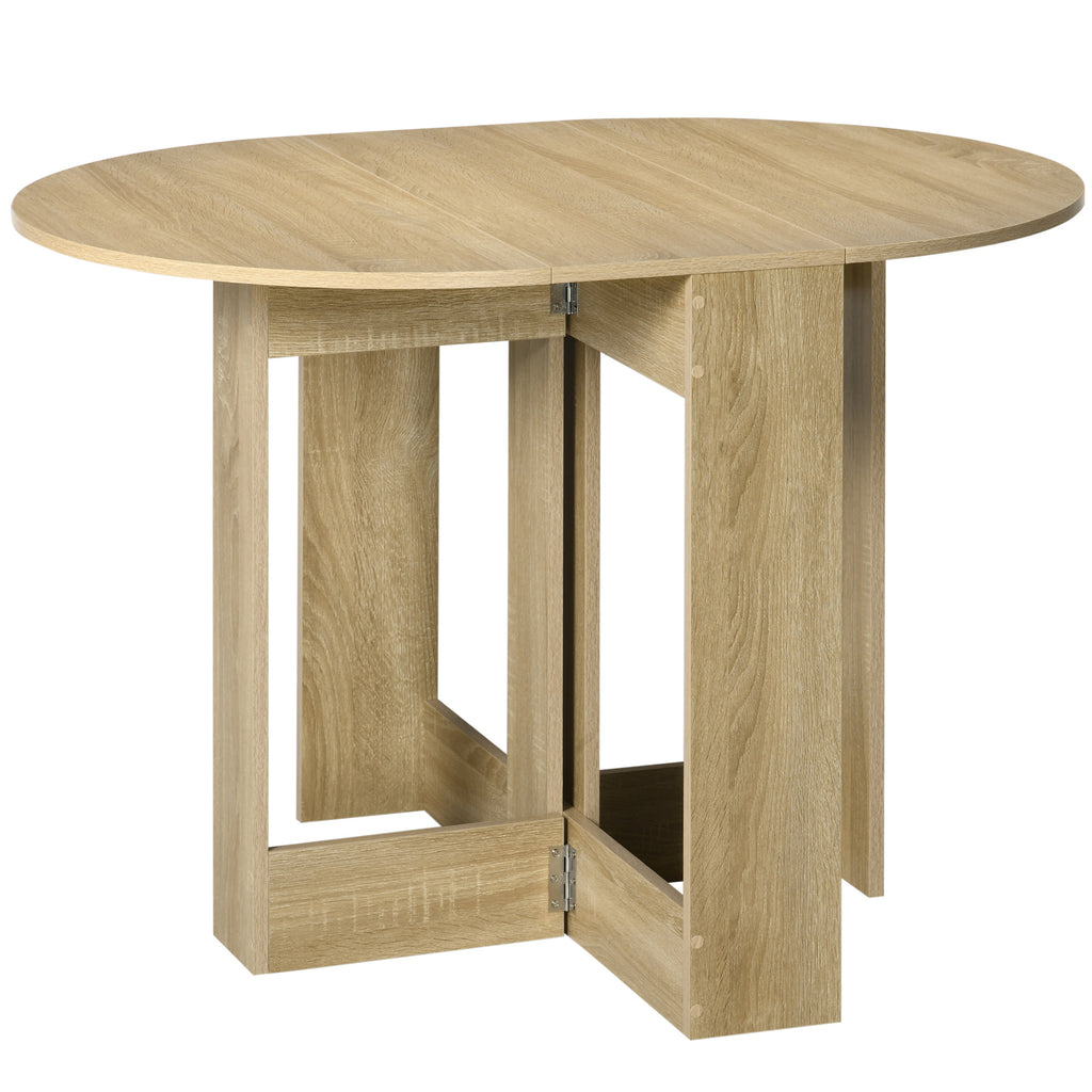 DodiOnline Space-saving Drop Leaf Table, Folding Dining Table for Small Space, Kitchen, Dining Room, Oak