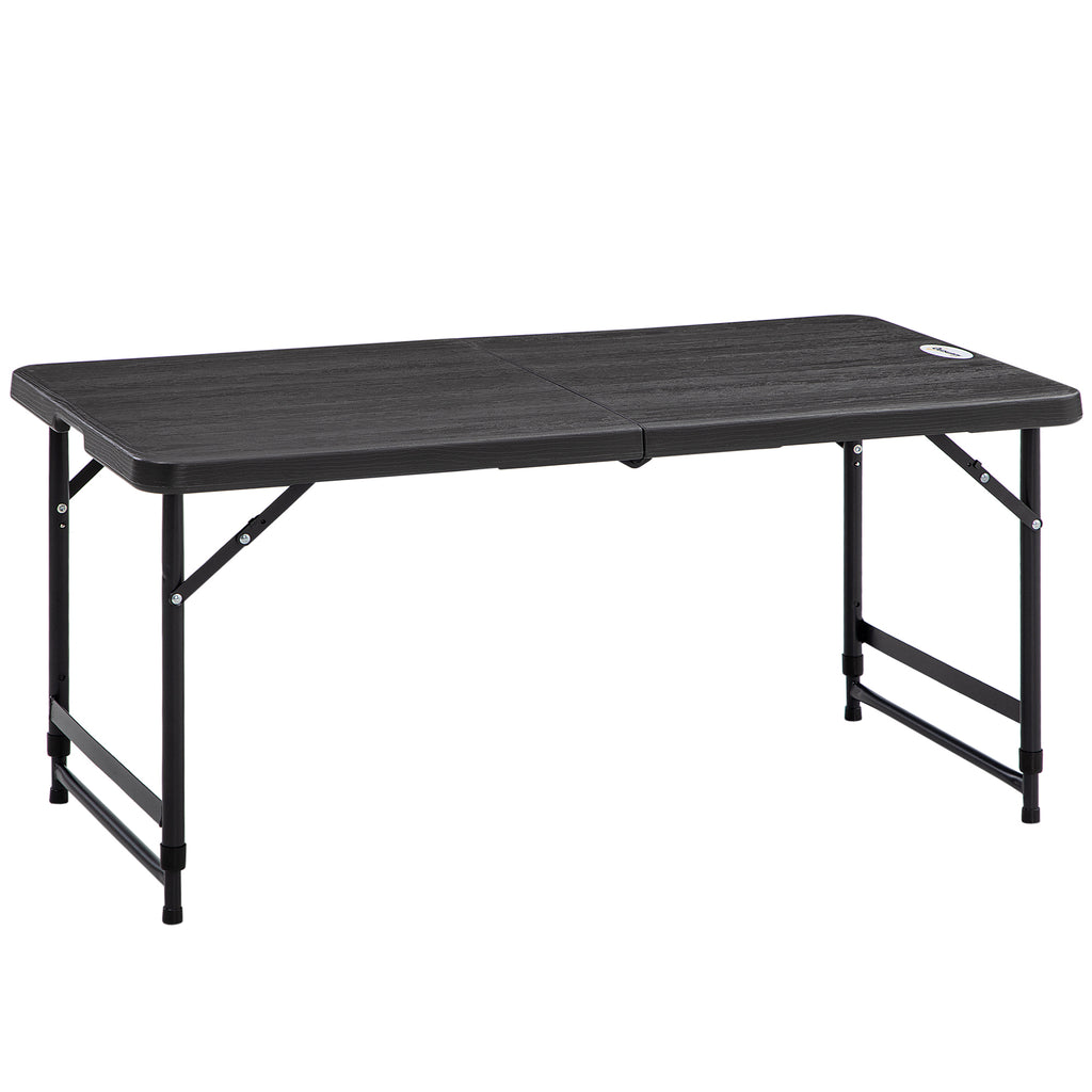 DodiOnline Foldable Patio Dining Table for 4, Height Adjustable Outdoor Table for Garden, Lawn, Dark Grey