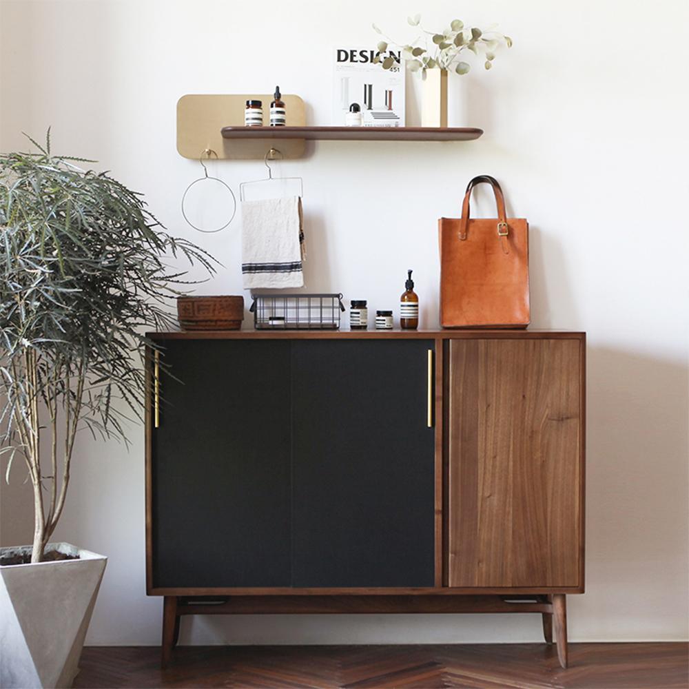 FU3 Shoe Storage, Walnut & Black | DodiTec WC1