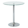 DodiOnline Round Dining Table, Modern Dining Room Table with Tempered Glass Top, Steel Base, Space Saving Small Bar Table