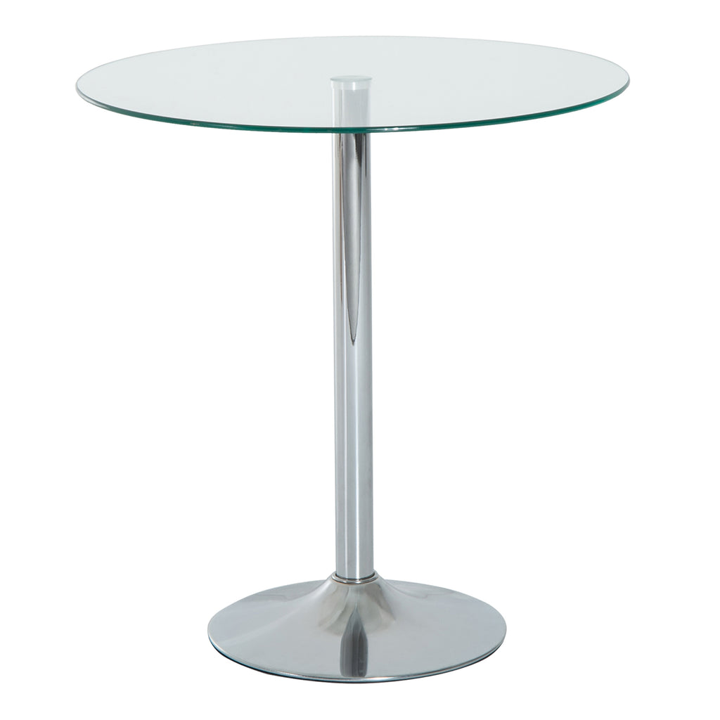 DodiOnline Round Dining Table, Modern Dining Room Table with Tempered Glass Top, Steel Base, Space Saving Small Bar Table