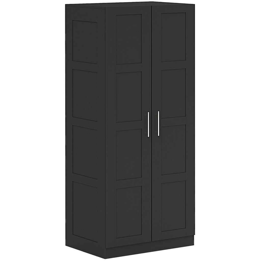 DodiOnline Double Paneled Door Wardrobe, with Shelves - Black