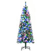 DodiOnline 5FT Tall Prelit Pencil Slim Artificial Christmas Tree with Realistic Branches, 250 Colourful LED Lights and 408 Tips, Xmas Decoration, Green