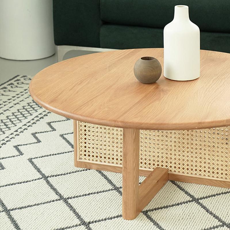 Hagy Rattan Coffee Table, Light Oak | DodiTec WC1