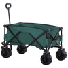 DodiOnline Outdoor Folding Garden Trolley on Wheels, Pull Along Camping Cart, Cargo Wagon Trailer with Telescopic Handle, Big Wheels for Beach Garden, Green