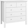 DodiOnline Modern Chest of Drawers, 5 Drawer Storage Cabinet with Metal Handles and Runners for Bedroom, White