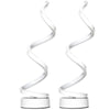 DodiOnline Set of 2 Modern Wave-Shaped LED Table Lamp with Round Metal Base for Living Room, Bedroom, White