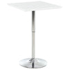 DodiOnline Square Height Adjustable Bar Table Counter Pub Desk with Metal Base for Home Bar, Dining Room, Kitchen, White